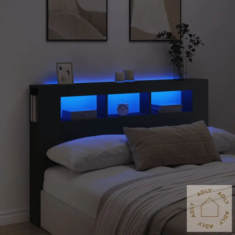 Sengegavl Med Led Svart 160X18,5X103,5 Cm Konstruert Tre