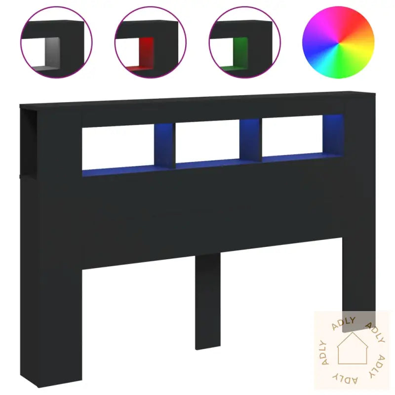 Sengegavl Med Led Svart 160X18,5X103,5 Cm Konstruert Tre