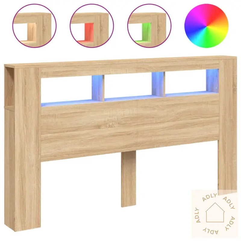 Sengegavl Med Led Sonoma Eik 180X18,5X103,5 Cm Konstruert Tre
