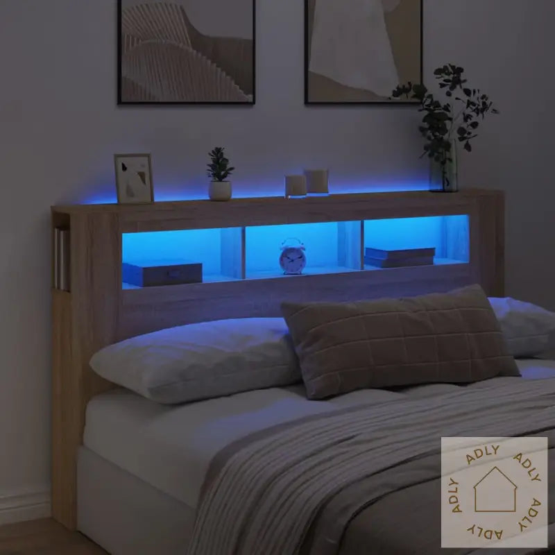 Sengegavl Med Led Sonoma Eik 180X18,5X103,5 Cm Konstruert Tre