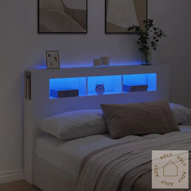 Sengegavl Med Led Hvit 160X18,5X103,5 Cm Konstruert Tre