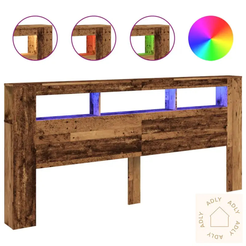 Sengegavl Med Led Gammelt Tre 220X18,5X103,5 Cm Konstruert Tre