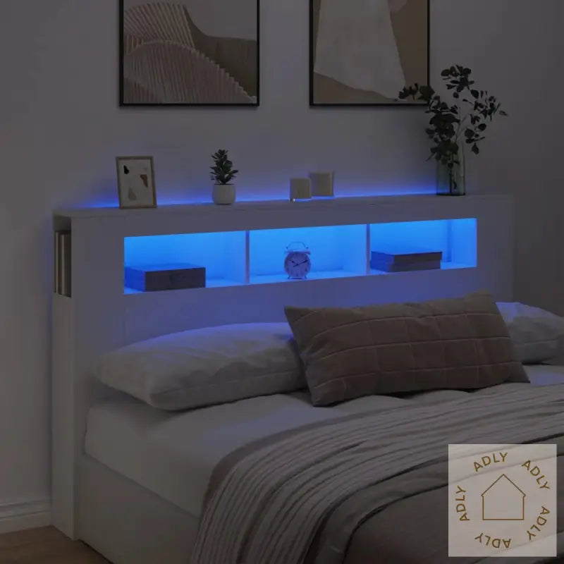 Sengegavl Med Led Hvit 180X18,5X103,5 Cm Konstruert Tre