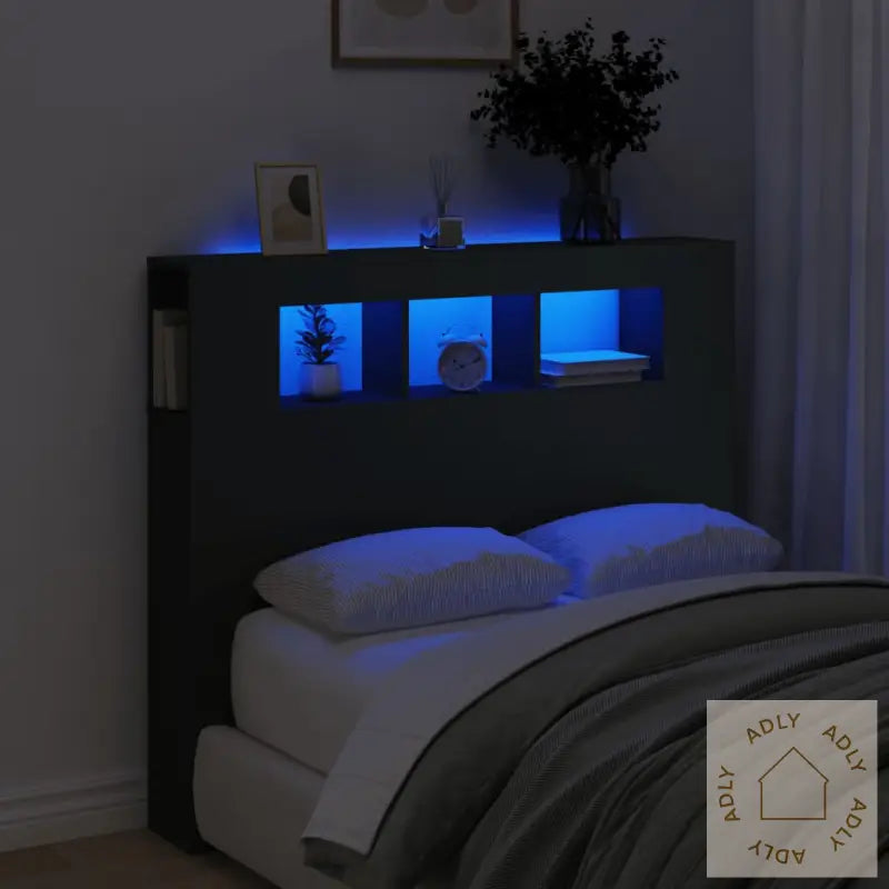 Sengegavl Med Led Svart 120X18,5X103,5 Cm Konstruert Tre