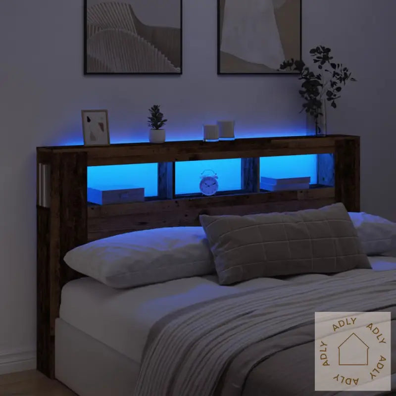 Sengegavl Med Led Gammelt Tre 180X18,5X103,5 Cm Konstruert Tre