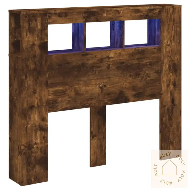 Sengegavl Med Led Røkt Eik 120X18,5X103,5 Cm Konstruert Tre
