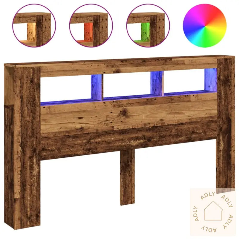 Sengegavl Med Led Gammelt Tre 180X18,5X103,5 Cm Konstruert Tre