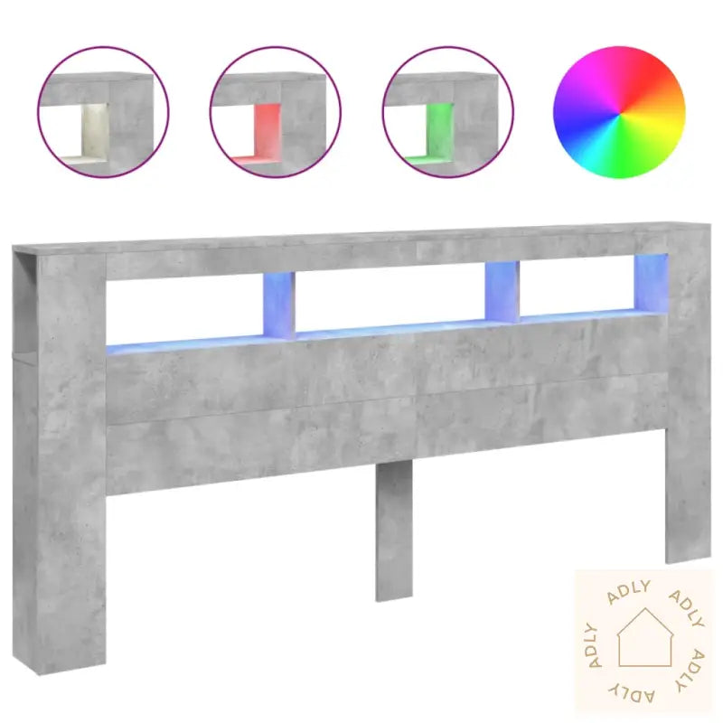 Sengegavl Med Led Betonggrå 220X18,5X103,5 Cm Konstruert Tre