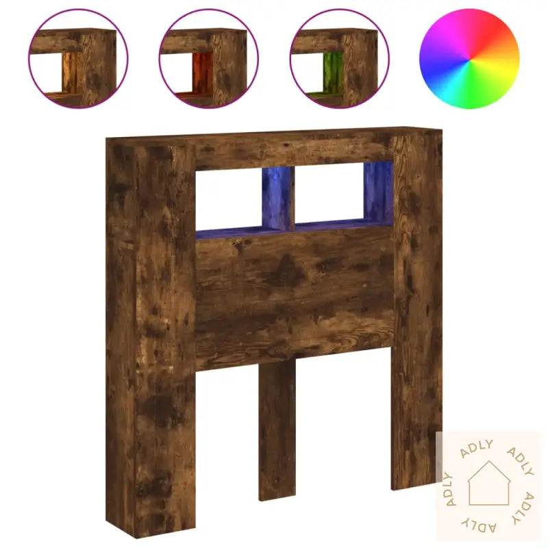 Sengegavl Med Led Røkt Eik 100X18,5X103,5 Cm Konstruert Tre