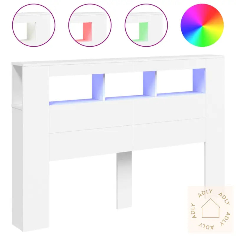 Sengegavl Med Led Hvit 160X18,5X103,5 Cm Konstruert Tre