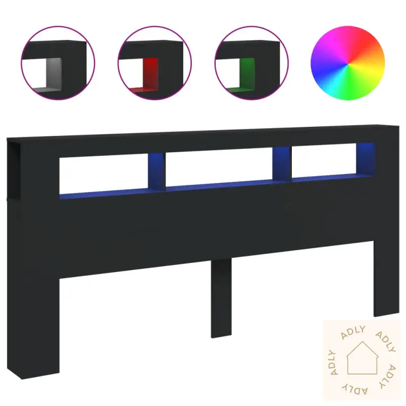 Sengegavl Med Led Svart 220X18,5X103,5 Cm Konstruert Tre