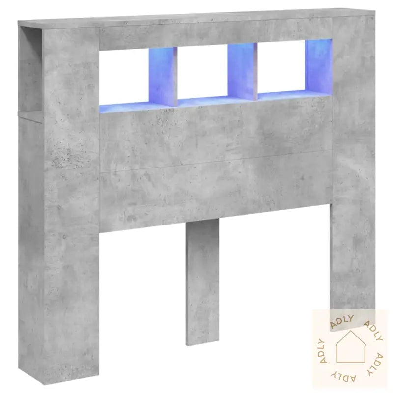 Sengegavl Med Led Betonggrå 120X18,5X103,5 Cm Konstruert Tre