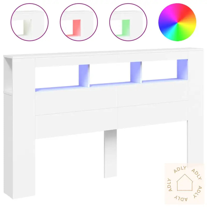 Sengegavl Med Led Hvit 180X18,5X103,5 Cm Konstruert Tre