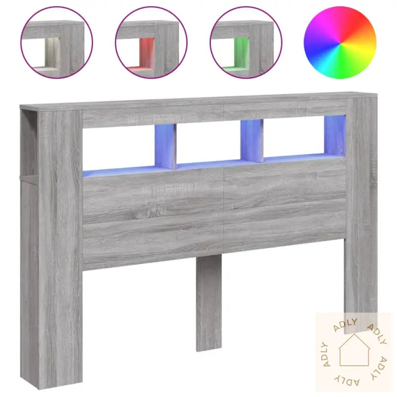 Sengegavl Med Led Grå Sonoma 160X18,5X103,5 Cm Konstruert Tre