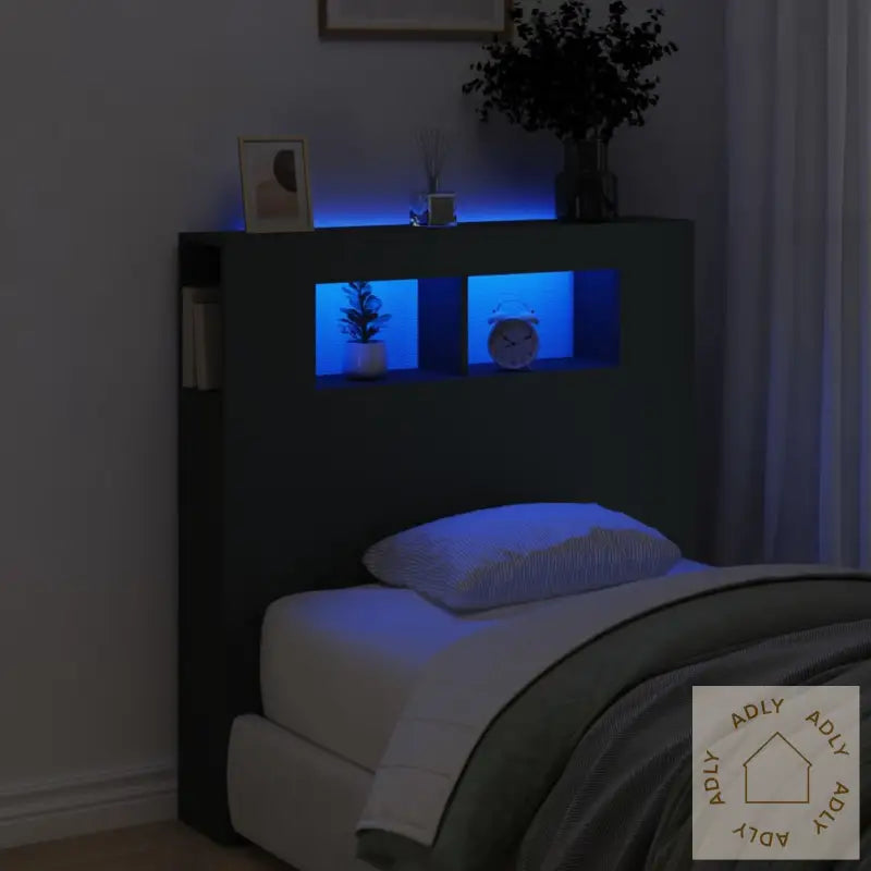 Sengegavl Med Led Svart 100X18,5X103,5 Cm Konstruert Tre