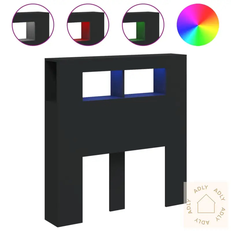 Sengegavl Med Led Svart 100X18,5X103,5 Cm Konstruert Tre