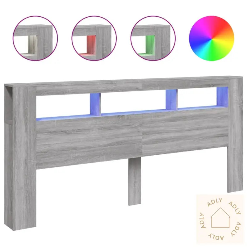 Sengegavl Med Led Grå Sonoma 220X18,5X103,5 Cm Konstruert Tre