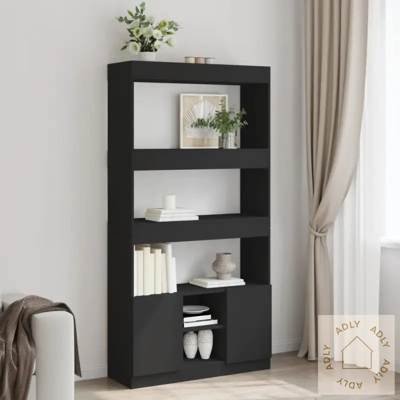 Highboard Svart 92X33X180 Cm Konstruert Tre