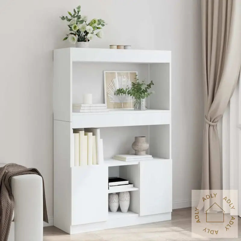 Highboard Hvit 92X33X140 Cm Konstruert Tre
