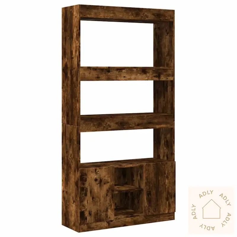 Highboard Røkt Eik 92X33X180 Cm Konstruert Tre