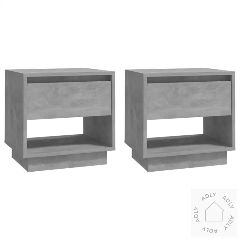 Nattbord 2 Stk Betonggrå 45X34X44 Cm Konstruert Tre