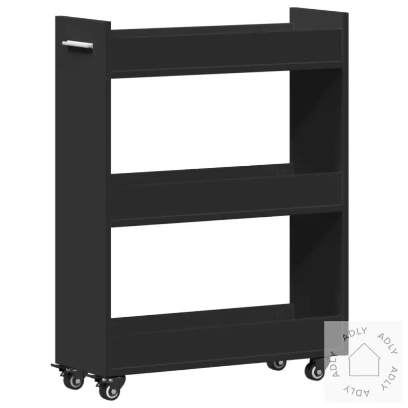 Sidebord Med Hjul Svart 60X22X79 Cm Konstruert Tre