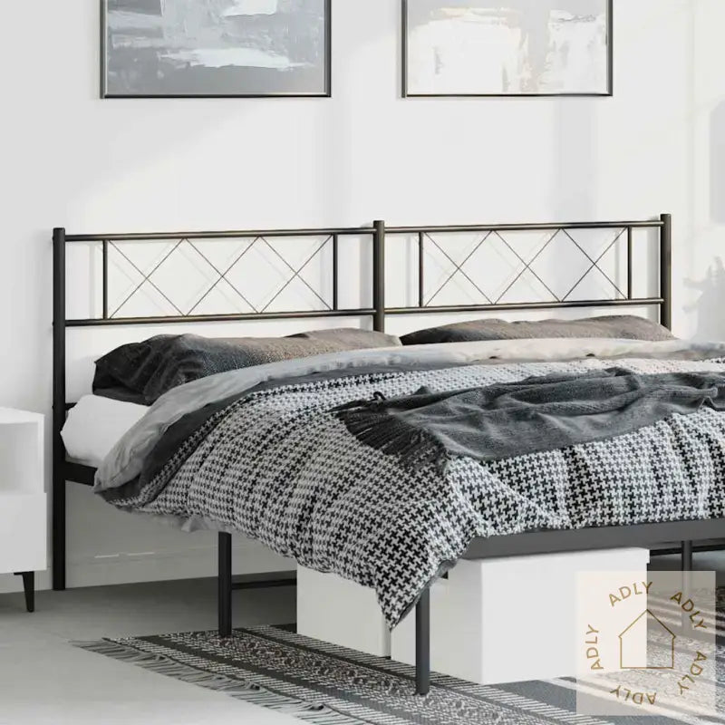 Sengegavl I Metall Svart 180 Cm