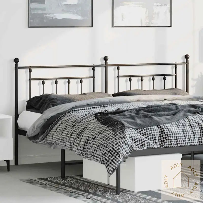 Sengegavl I Metall Svart 180 Cm