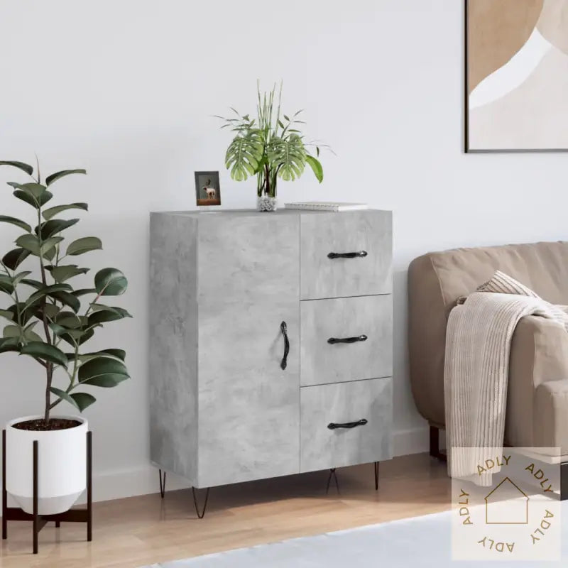 Skjenk Betonggrå 69,5X34X90 Cm Konstruert Tre