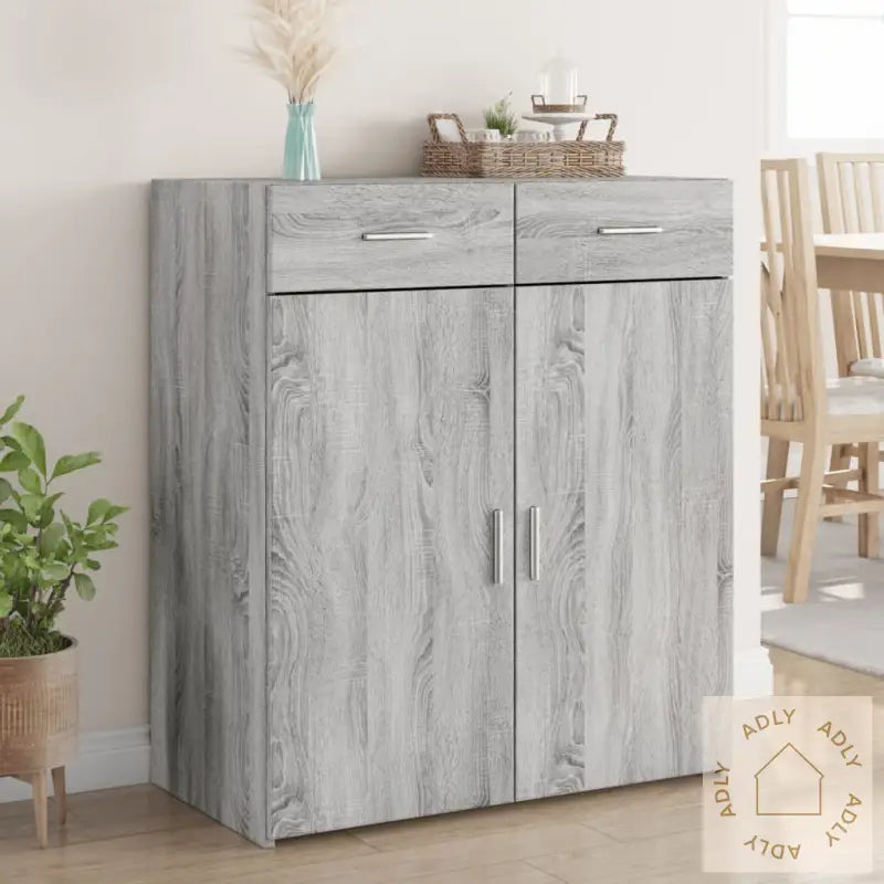 Skjenk Grå Sonoma Eik 80X42,5X93 Cm Konstruert Tre