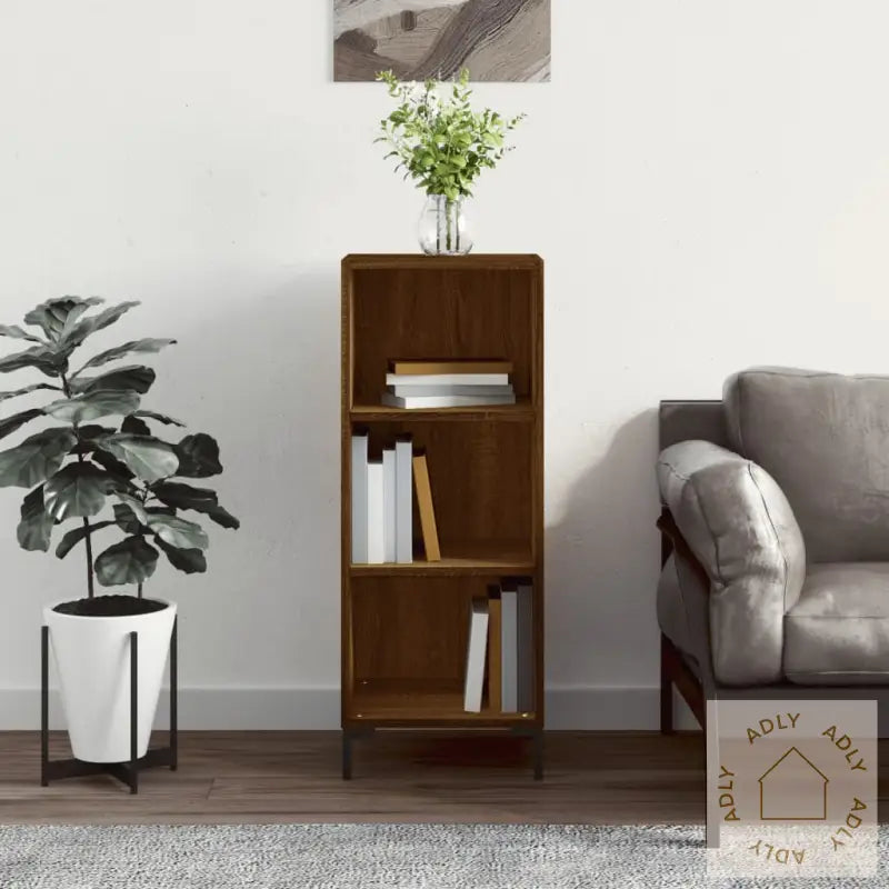 Skjenk Brun Eik 34,5X32,5X90 Cm Konstruert Tre