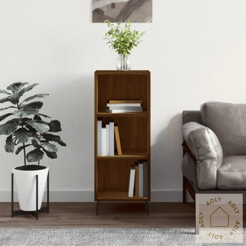 Skjenk Brun Eik 34,5X32,5X90 Cm Konstruert Tre