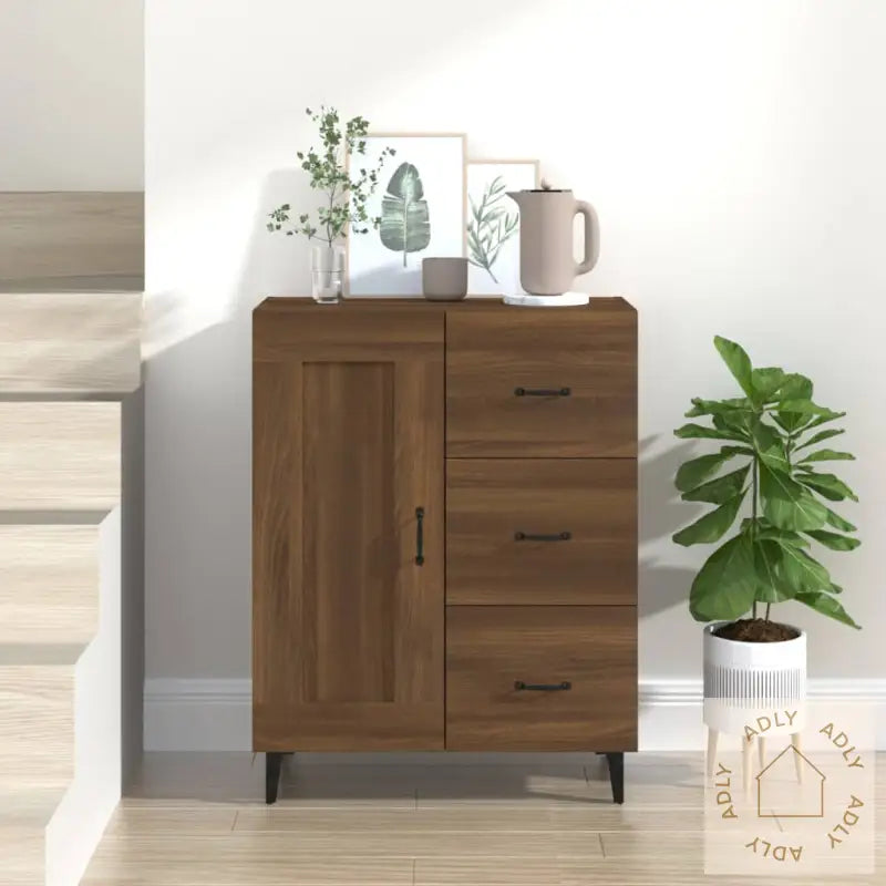 Skjenk Brun Eik 69,5X34X90 Cm Konstruert Tre