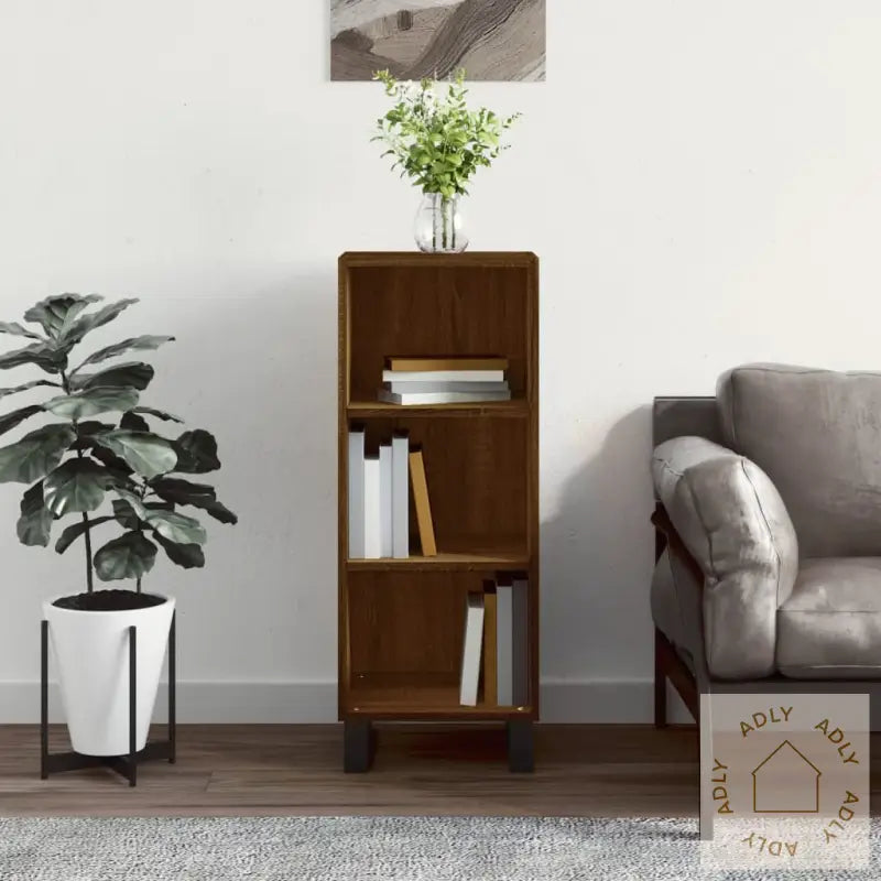 Skjenk Brun Eik 34,5X32,5X90 Cm Konstruert Tre