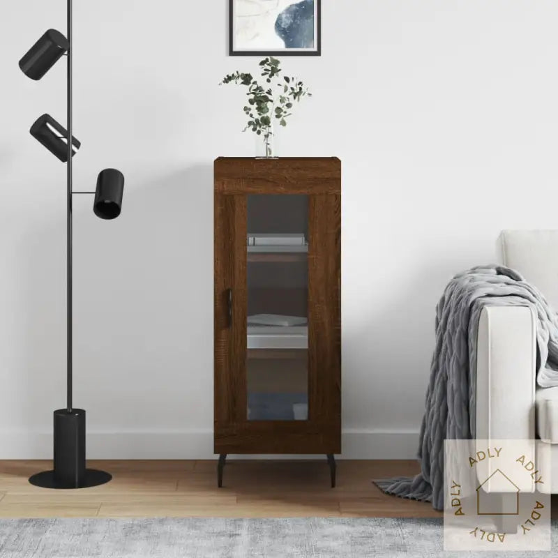 Skjenk Brun Eik 34,5X34X90 Cm Konstruert Tre