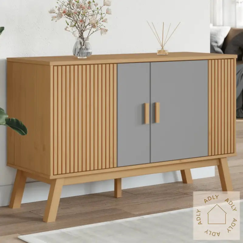 Skjenk Olden Grå Og Brun 114X43X73,5 Cm Heltre Furu