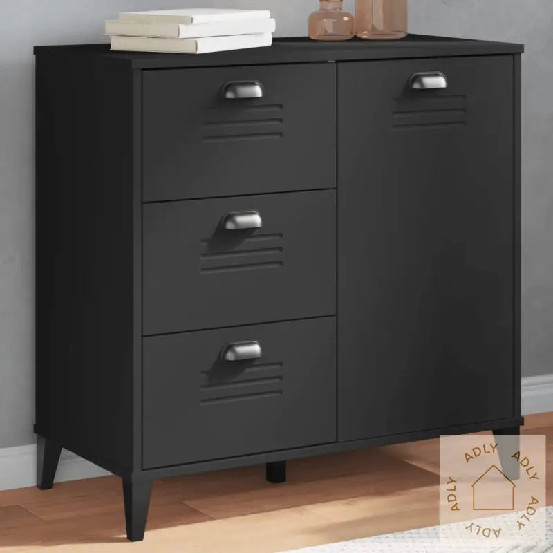 Skjenk Viken Svart 80X40X80 Cm Konstruert Tre