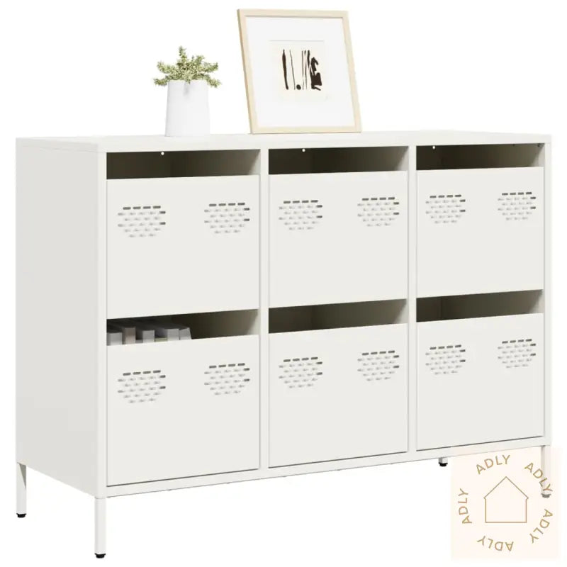 Skjenk Hvit 101,5X39X73,5 Cm Kaldvalset Stål