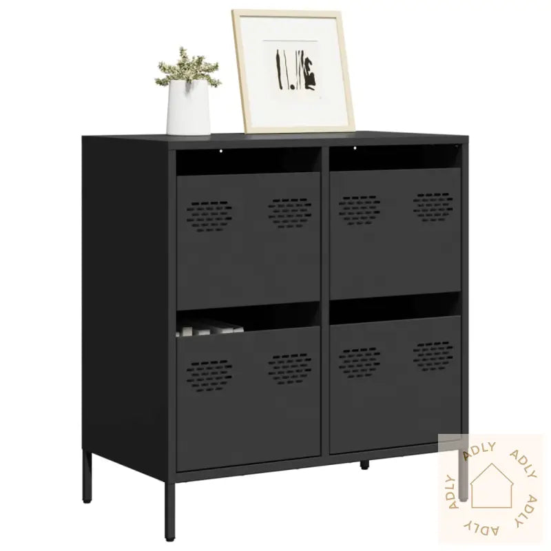Oppbevaringskap Svart 68X39X73,5 Cm Kaldvalset Stål
