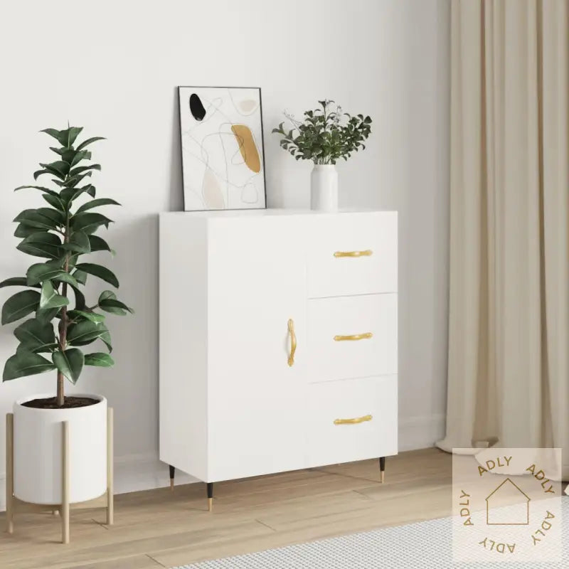 Skjenk Hvit 69,5X34X90 Cm Konstruert Tre