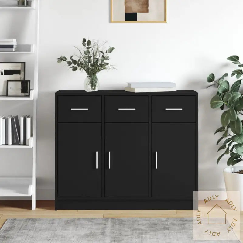 Skjenk Svart 91X28X75 Cm Konstruert Tre