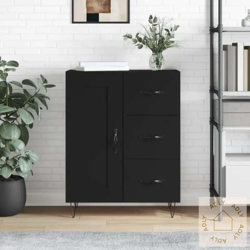 Skjenk Svart 69,5X34X90 Cm Konstruert Tre