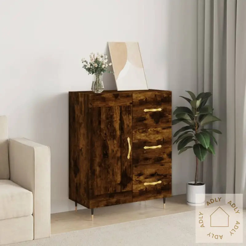 Skjenk Røkt Eik 69,5X34X90 Cm Konstruert Tre