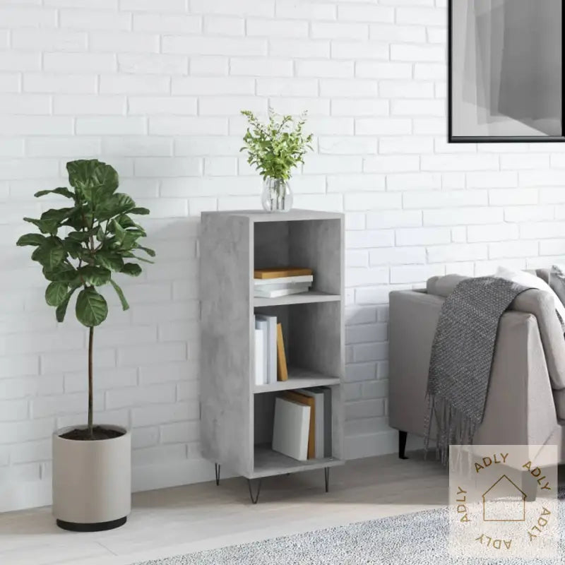 Skjenk Betonggrå 34,5X32,5X90 Cm Konstruert Tre