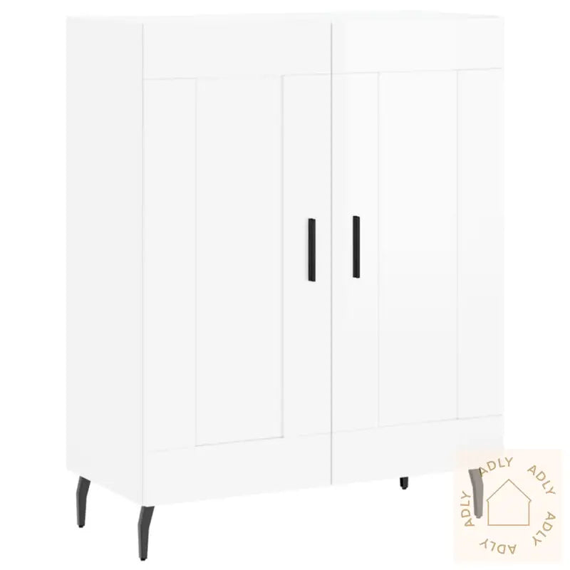 Skjenk Høyglans Hvit 69,5X34X90 Cm Konstruert Tre