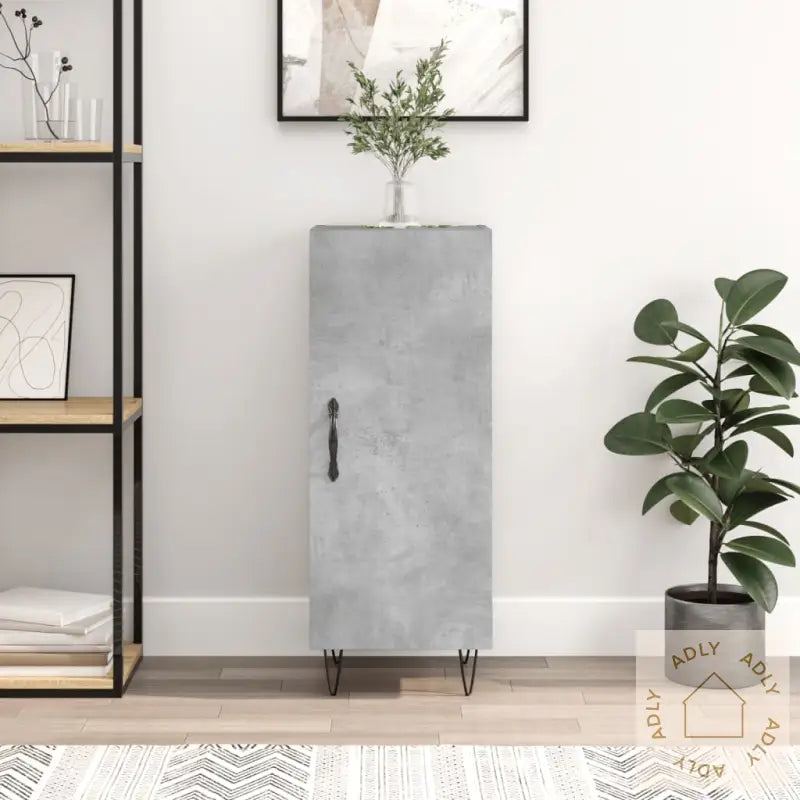 Skjenk Betonggrå 34,5X34X90 Cm Konstruert Tre