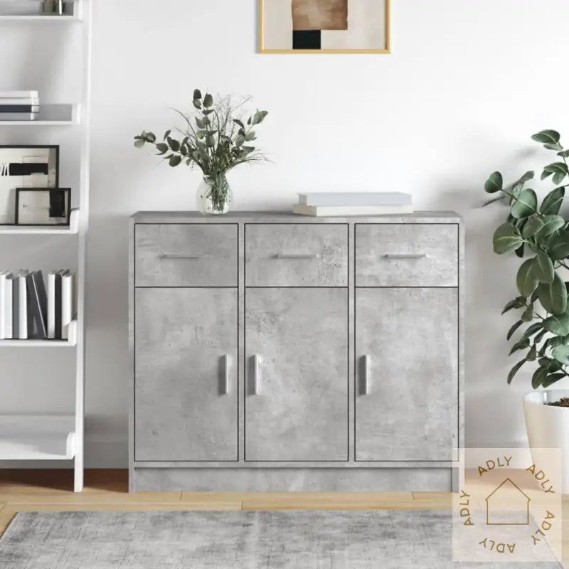 Skjenk Betonggrå 91X28X75 Cm Konstruert Tre