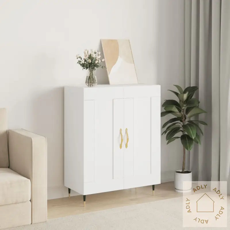 Skjenk Hvit 69,5X34X90 Cm Konstruert Tre