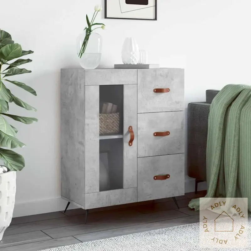Skjenk Betonggrå 69,5X34X90 Cm Konstruert Tre