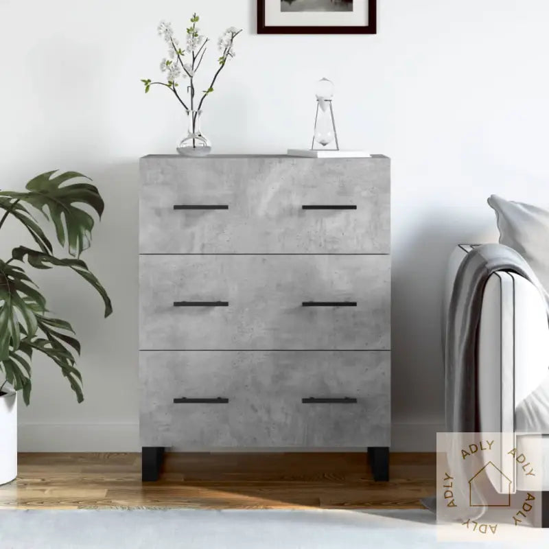 Skjenk Betonggrå 69,5X34X90 Cm Konstruert Tre